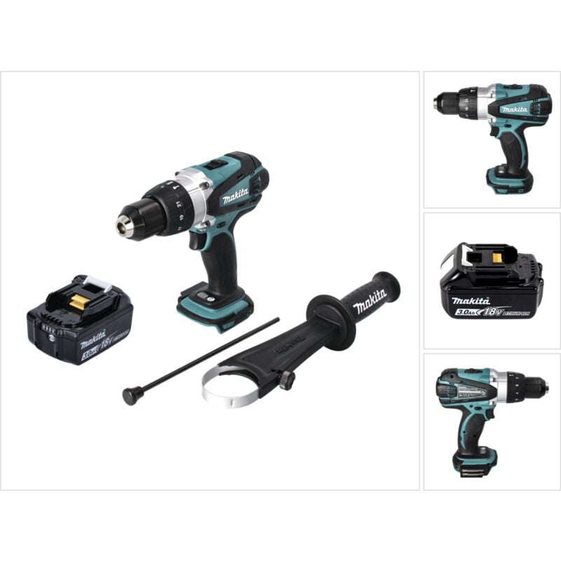 foto del prodotto makita dhp 458 f1 trapano avvitatore con percussione a batteria 18v 1x batteria 3,0 ah senza caricatore