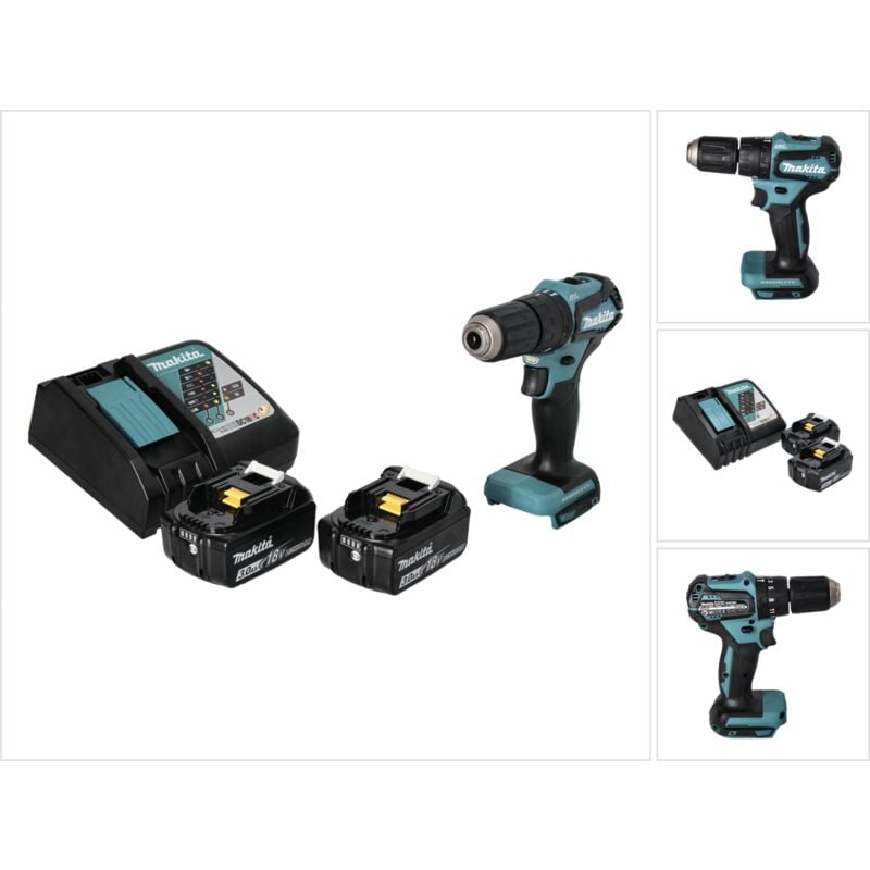 foto del prodotto makita dhp 483 rf 18 v 40 nm brushless cordless drill 2x 3.0 ah batterie caricabatterie