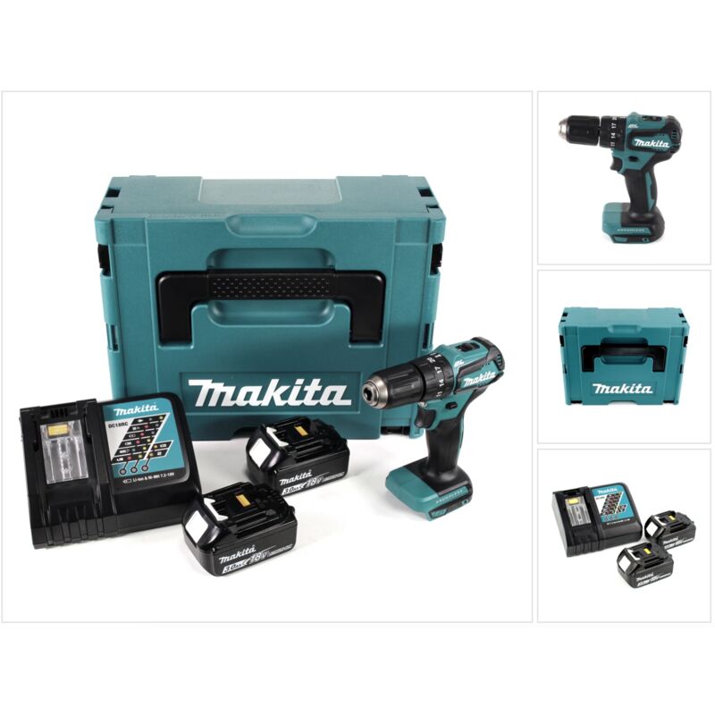 foto del prodotto makita dhp 483 rfj trapano avvitatore a percussione brushless a batteria 18 v in valigetta makpac 2x batterie 3,0 ah caricatore rapido