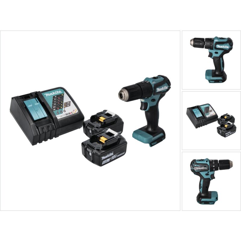 foto del prodotto makita dhp 483 rt 18 v 40 nm brushless cordless drill 2x 5.0 ah batterie caricabatterie