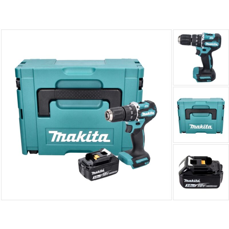 foto del prodotto makita dhp 487 f1j 18 v 40 nm brushless cordless drill 1x 3.0 ah battery makpac senza caricabatterie