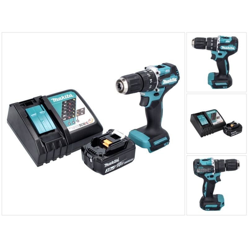 foto del prodotto makita dhp 487 rf1 18 v 40 nm brushless cordless drill 1x 3.0 ah battery charger