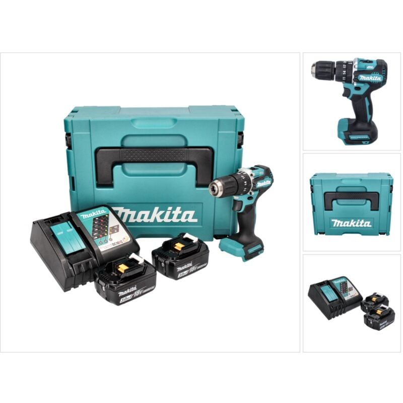 foto del prodotto makita dhp 487 rfj 18 v 40 nm brushless cordless drill 2x 3.0 ah batterie caricabatterie makpac