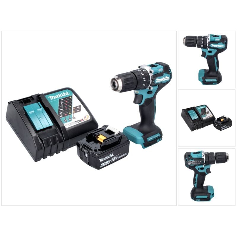 foto del prodotto makita dhp 487 rg1 18 v 40 nm brushless cordless drill 1x 6.0 ah battery charger