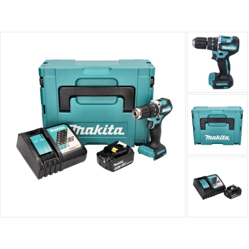 foto del prodotto makita dhp 487 rg1j 18 v 40 nm brushless cordless drill 1x 6.0 ah batteria caricabatterie makpac