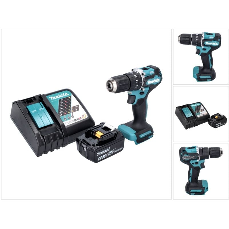 foto del prodotto makita dhp 487 rt1 18 v 40 nm brushless cordless drill 1x 5.0 ah battery charger