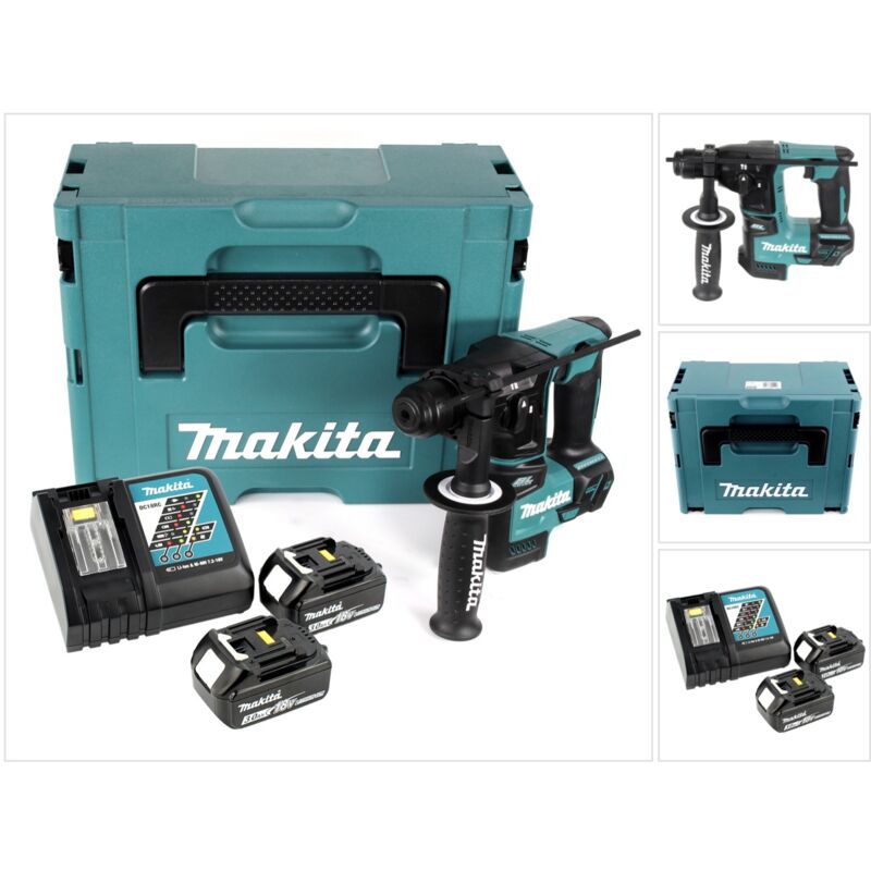 foto del prodotto makita dhr 171 rfj tassellatore a batteria 18v 1,2j sds plus 2x batterie 3,0 ah caricabatterie valigetta makpac