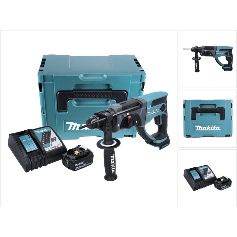 foto del prodotto makita dhr 202 rf1j 18v tassellatore sds plus a batteria in valigetta makpac 1x batteria 3,0 ah caricatore