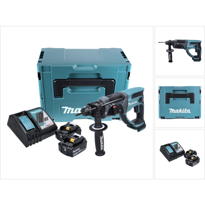foto del prodotto makita dhr 202 rfj 18v tassellatore sds plus a batteria in valigetta makpac 2x batterie 3,0 ah caricatore