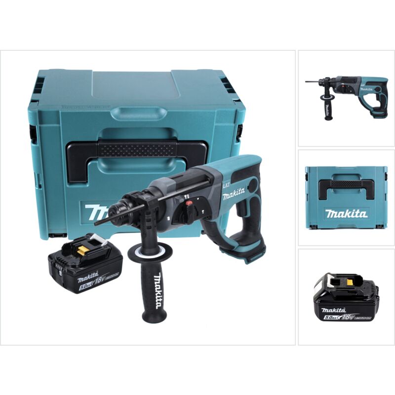 foto del prodotto makita dhr 202 t1j martello combinato a batteria 18v 2,0j sds plus 1x batteria 5,0ah valigetta makpac senza caricabatterie