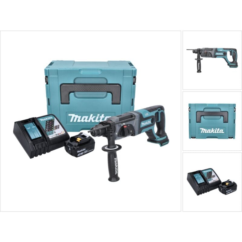 foto del prodotto makita dhr 241 rf1j tassellatore a batteria 18v con attacco sds-plus in valigetta makpac 1x batteria 3,0 ah caricatore