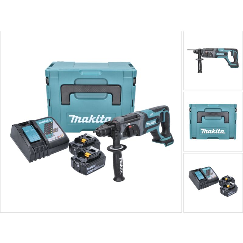 foto del prodotto makita dhr 241 rgj tassellatore a batteria 18v con attacco sds plusin valigetta makpac 2x batterie 6,0 ah caricatore