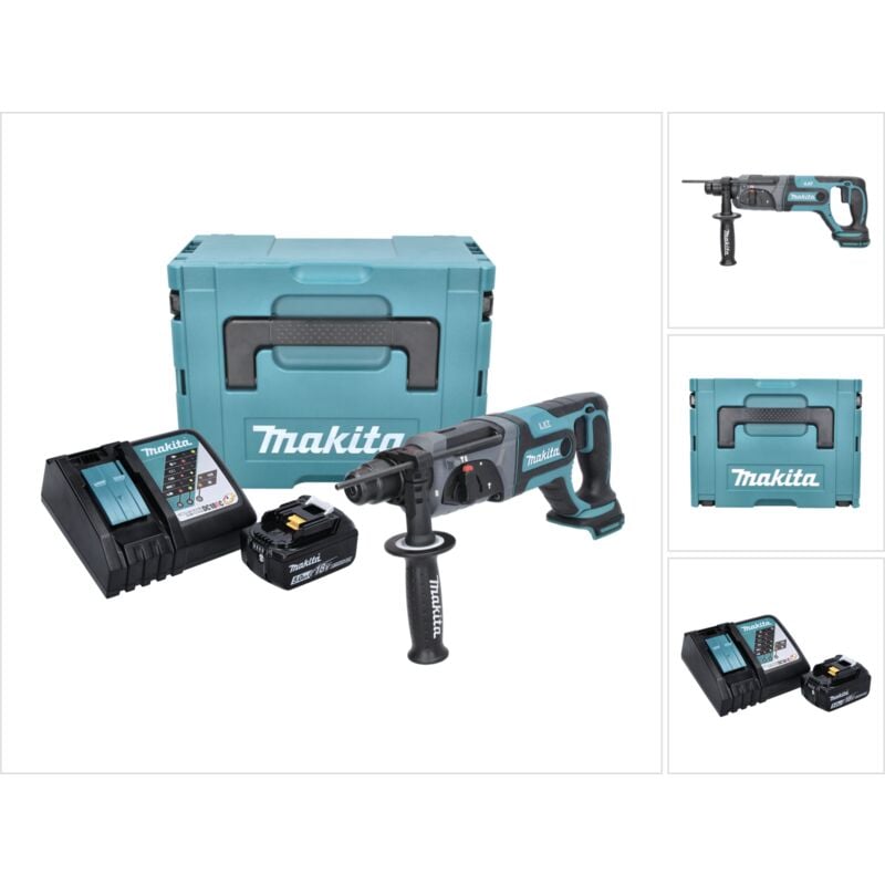 foto del prodotto makita dhr 241 rt1j 18 v tassellatore a batteria con attacco sds plus in valigetta makpac 1x batteria 5,0 ah caricatore rapido