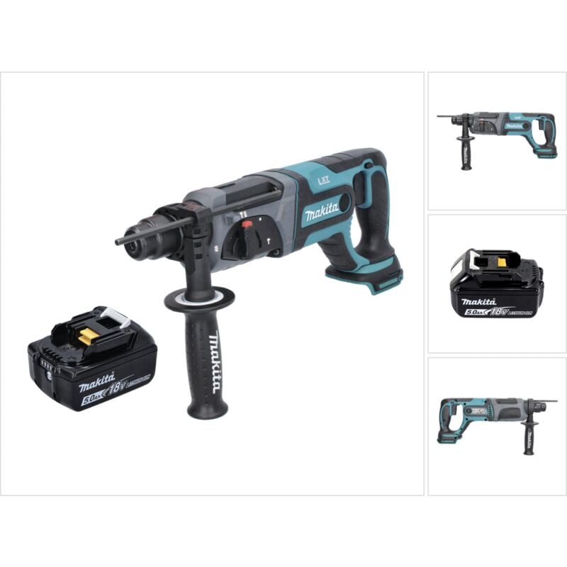 foto del prodotto makita dhr 241 t1 tassellatore a batteria 18v 2,0j + 1x batteria 5,0 ah - senza caricatore, senza valigetta