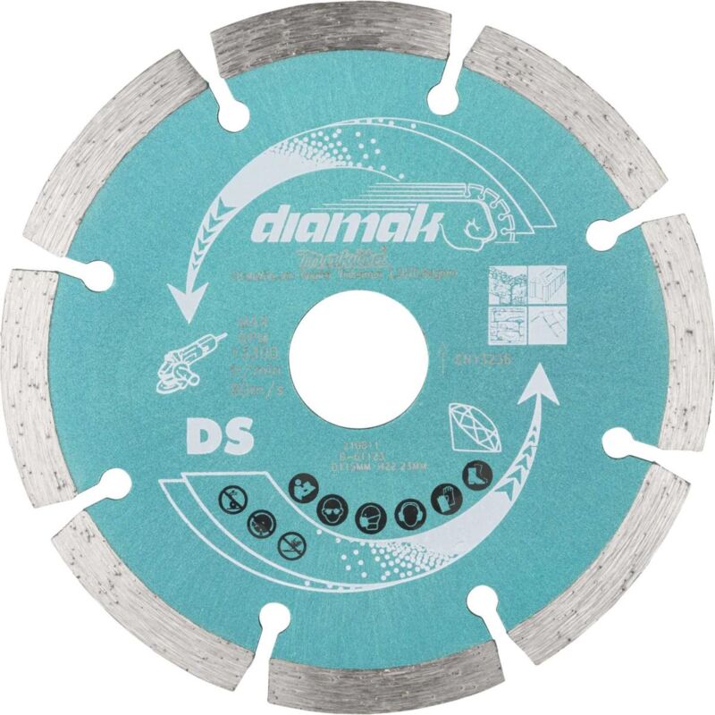 foto del prodotto makita diamak disco da taglio diamantato per calcestruzzo, marmo, ardesia, mattoni teneri, mattoni in cemento 115 mm