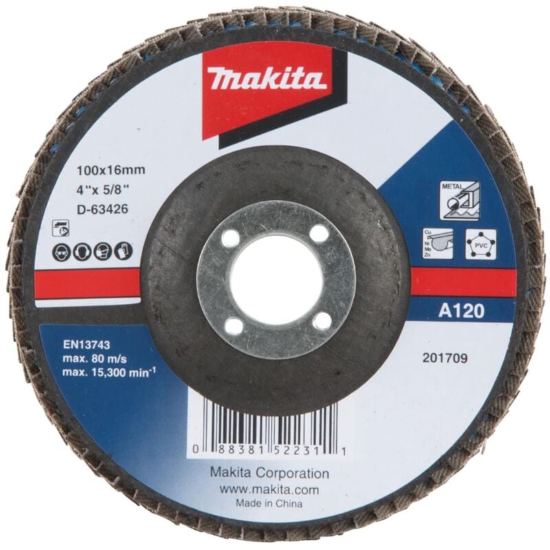 foto del prodotto makita disco lamellare 1 pz. 115 mm 22,23 mm a40 metallo, pvc, rame