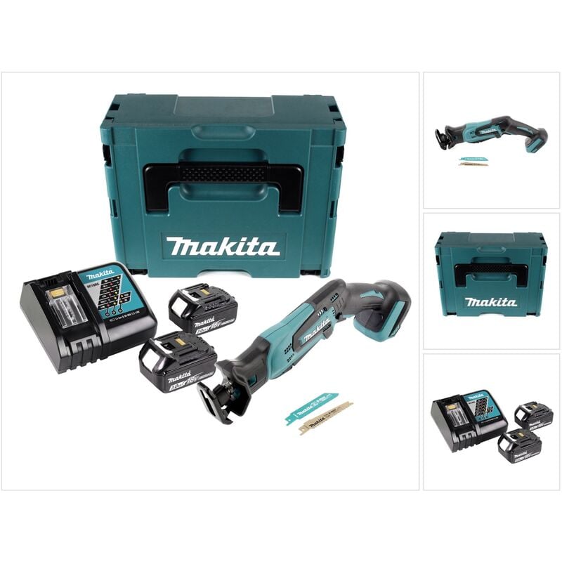 foto del prodotto makita djr 183 rfj seghetto diritto a batteria 18v in valigetta makpac 2x batterie 3,0 ah 1x caricabatterie dc 18 rc