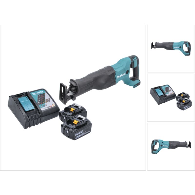 foto del prodotto makita - djr 186 rg 18 v cordless sabre saw + 2x 6.0 ah batterie + caricabatterie
