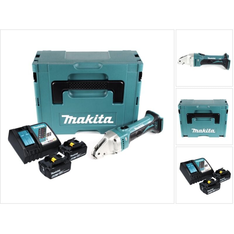foto del prodotto makita djs 161 rgj cesoia per metallo a batteria 18v in valigetta makpac 2x batterie 6,0 ah caricabatterie