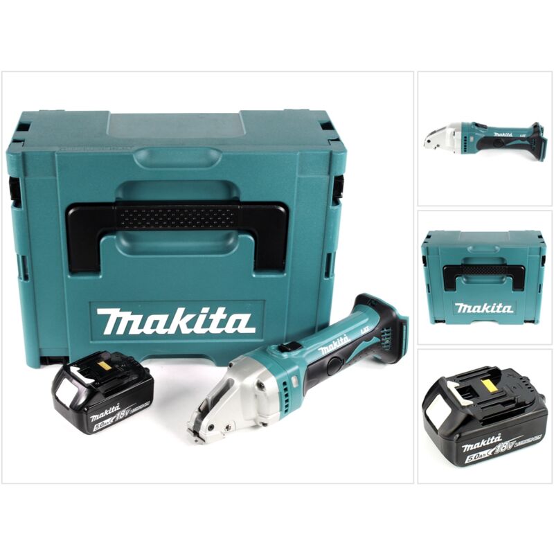 foto del prodotto makita djs 161 t1j cesoia per metallo a batteria 18v in valigetta makpac 1x batteria 5,0 ah 1x caricabatterie dc 18 rc