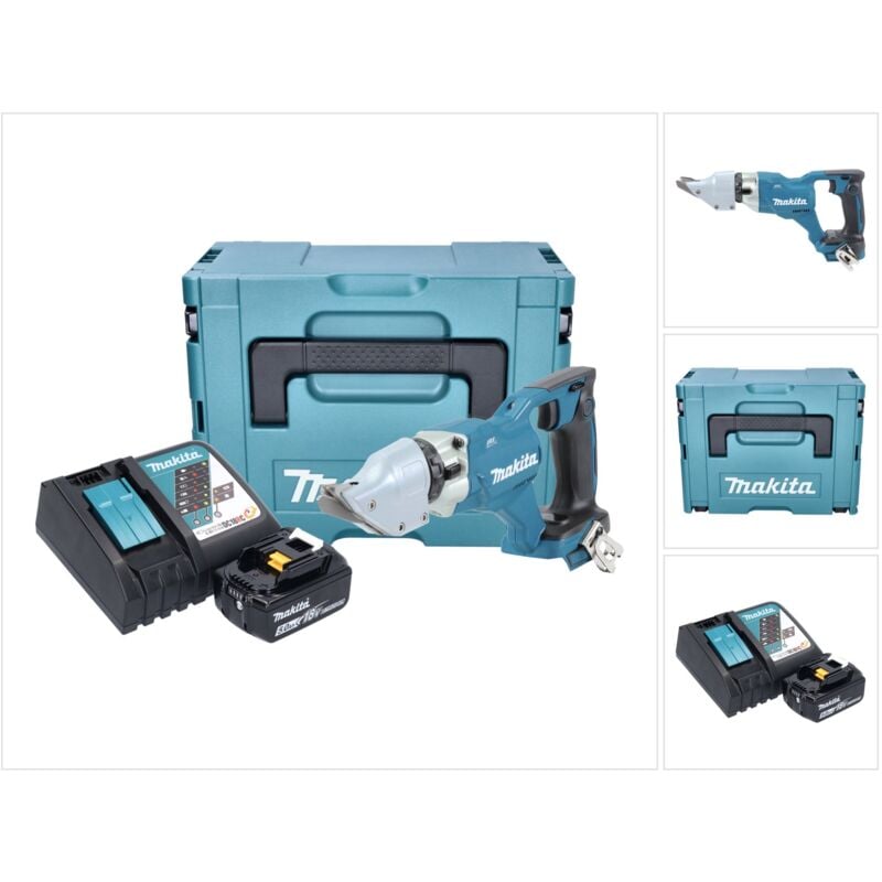 foto del prodotto makita djs 200 rt1j cesoie per lamiera a batteria 18 v 2,0 mm senza spazzole 1x batteria ricaricabile 5,0 ah caricabatterie makpac