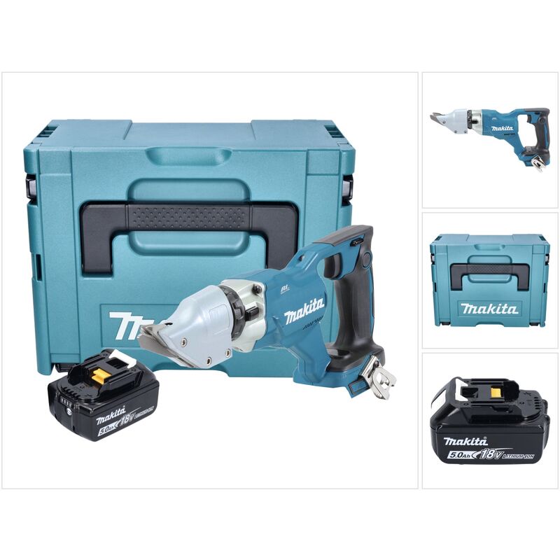 foto del prodotto makita djs 200 t1j cesoia per lamiera a batteria 18 v 2,0 mm senza spazzole 1x batteria ricaricabile 5,0 ah makpac senza caricabatterie