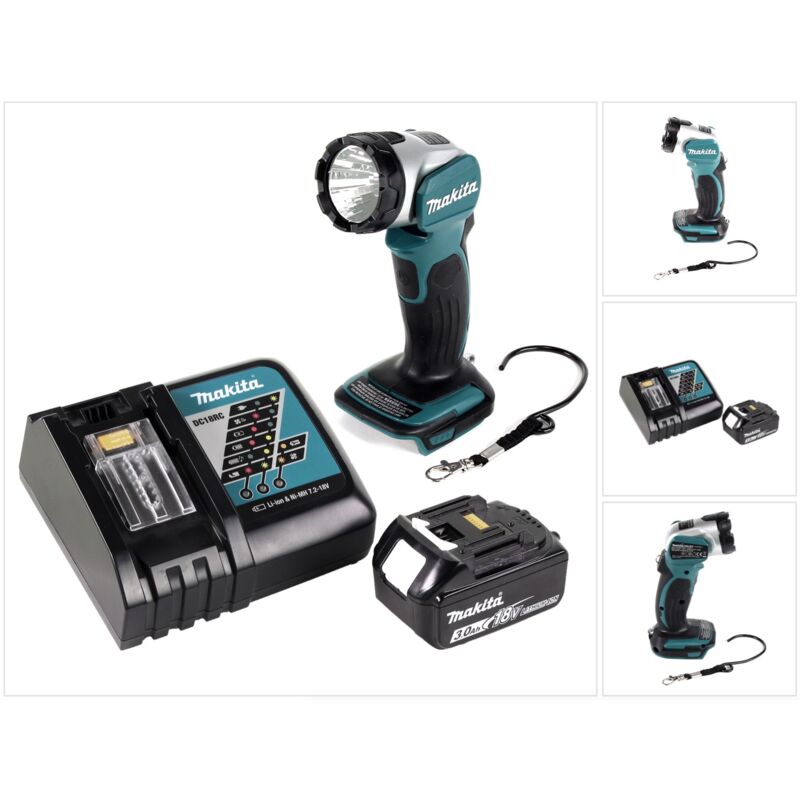 foto del prodotto makita dml 802 rf1 torcia a batteria 14,4 v 18v 1x batteria 3,0 ah caricabatterie