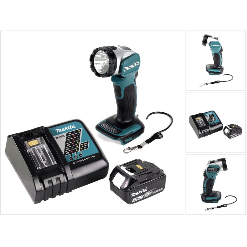 foto del prodotto makita dml 802 rt1 torcia a batteria 14,4 v 18v 1x batteria 5,0 ah caricabatterie
