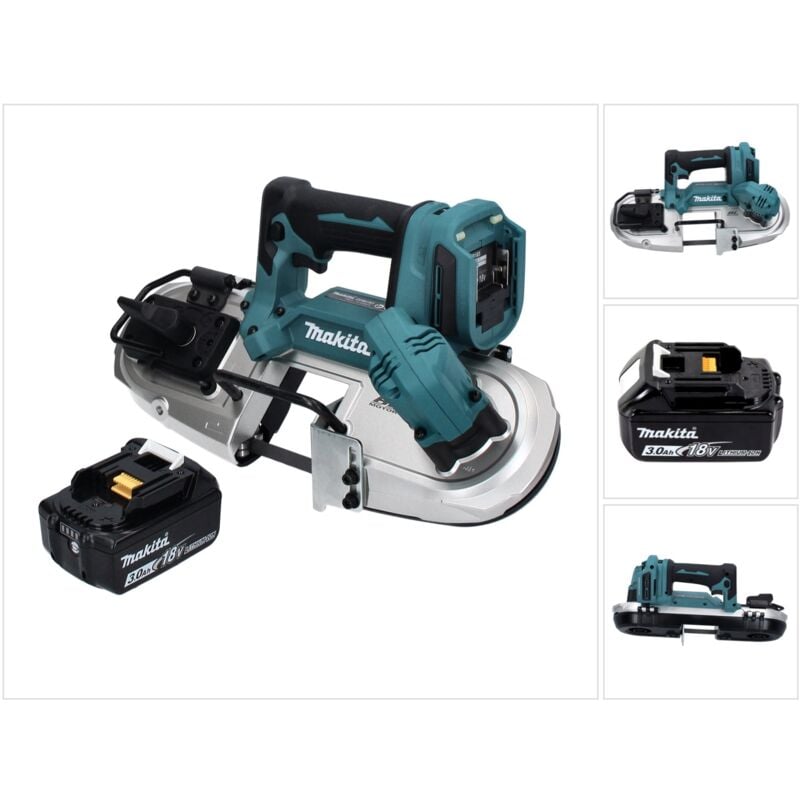 foto del prodotto makita dpb 183 f1 sega a nastro a batteria 18 v 66 mm brushless 1x batteria 3,0 ah senza caricabatterie