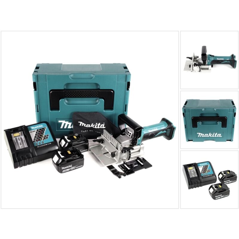 foto del prodotto makita dpj 180 rmj fresatrice intestatrice a batteria 18 v 2 x batterie 4,0 ah caricabatterie valigetta makpac