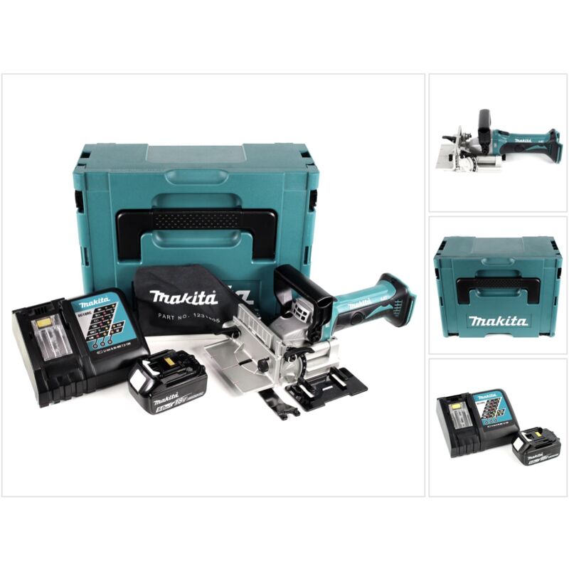 foto del prodotto makita dpj 180 rt1j fresatrice intestatrice a batteria 18v in valigetta makpac 1x batteria 5,0 ah caricabatterie