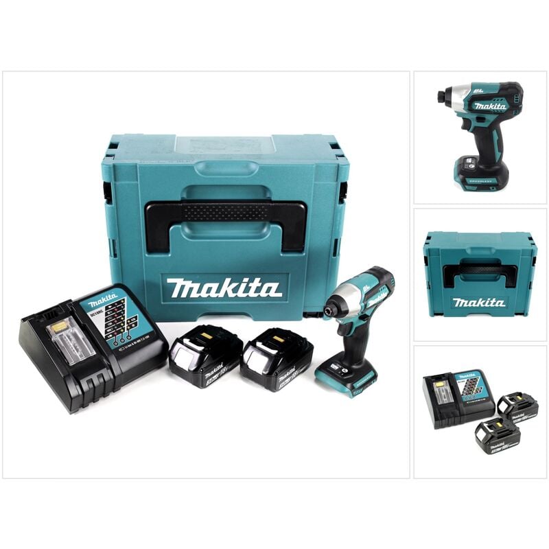 foto del prodotto makita dtd 155 rfj 18v avvitatore ad impulsi a batteria in valigetta makpac 2x batterie bl1830 3,0 ah 1x caricabatterie dc 18 rc