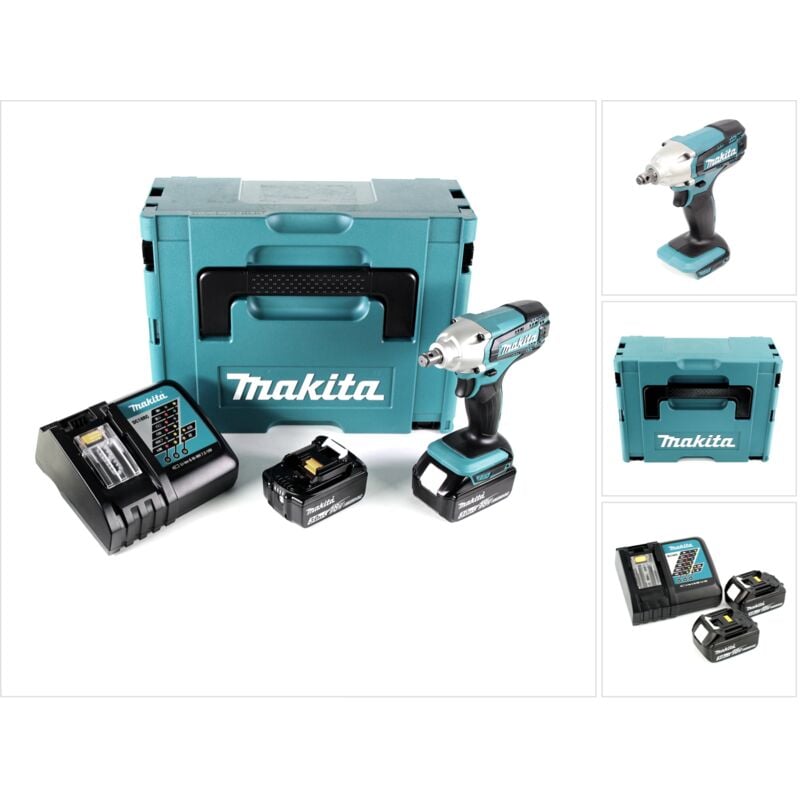 foto del prodotto makita dtw 190 rfj 18v avvitatore ad impulsi a batteria in valigetta makpac 2x batterie bl 1830 3,0 ah caricatore rapido dc 18 rc