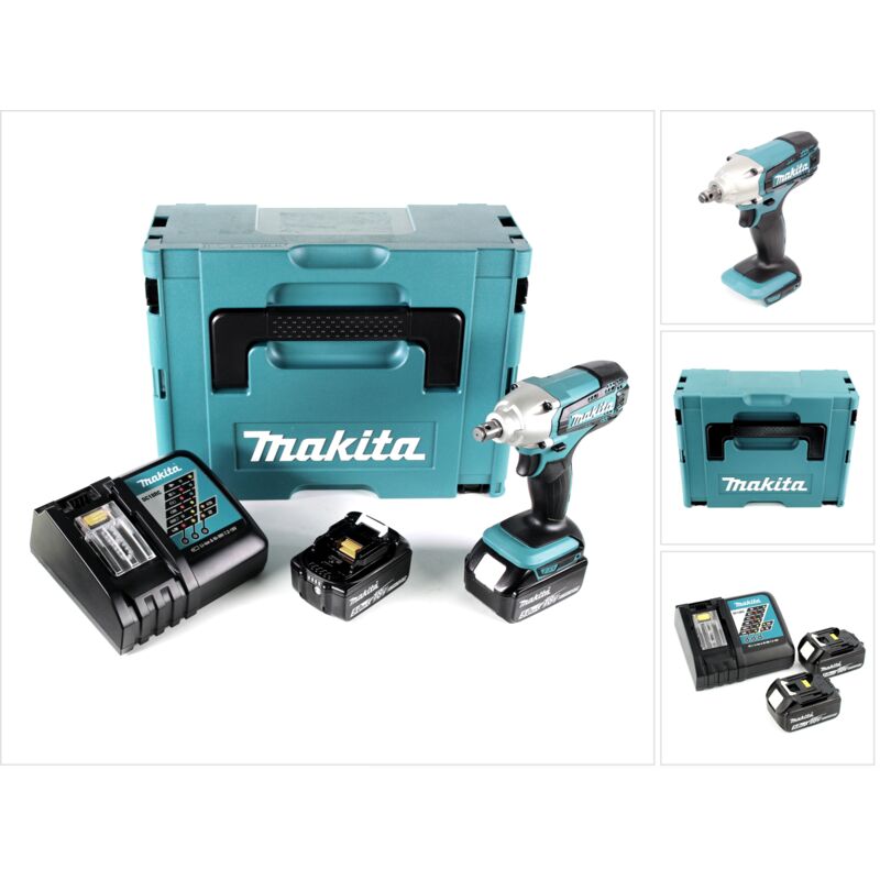 foto del prodotto makita dtw 190 rtj 18v avvitatore ad impulsi a batteria in valigetta makpac 2x batterie bl 1850 5,0 ah caricatore rapido dc 18 rc