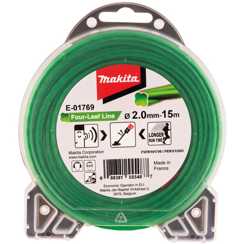 foto del prodotto makita e 01769 filo verde quadrifoglio decespugliatore tagliabordi 2,0mm15m