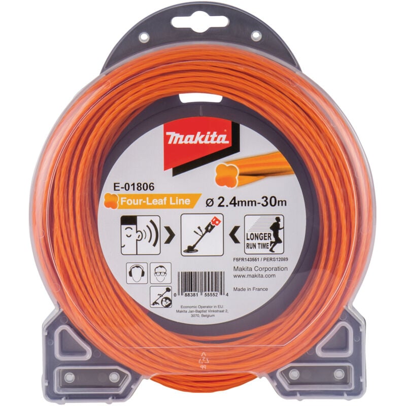 foto del prodotto makita e 01806 filo arancione quadrifoglio decespugliatore tagliabordi 2,4mm30m
