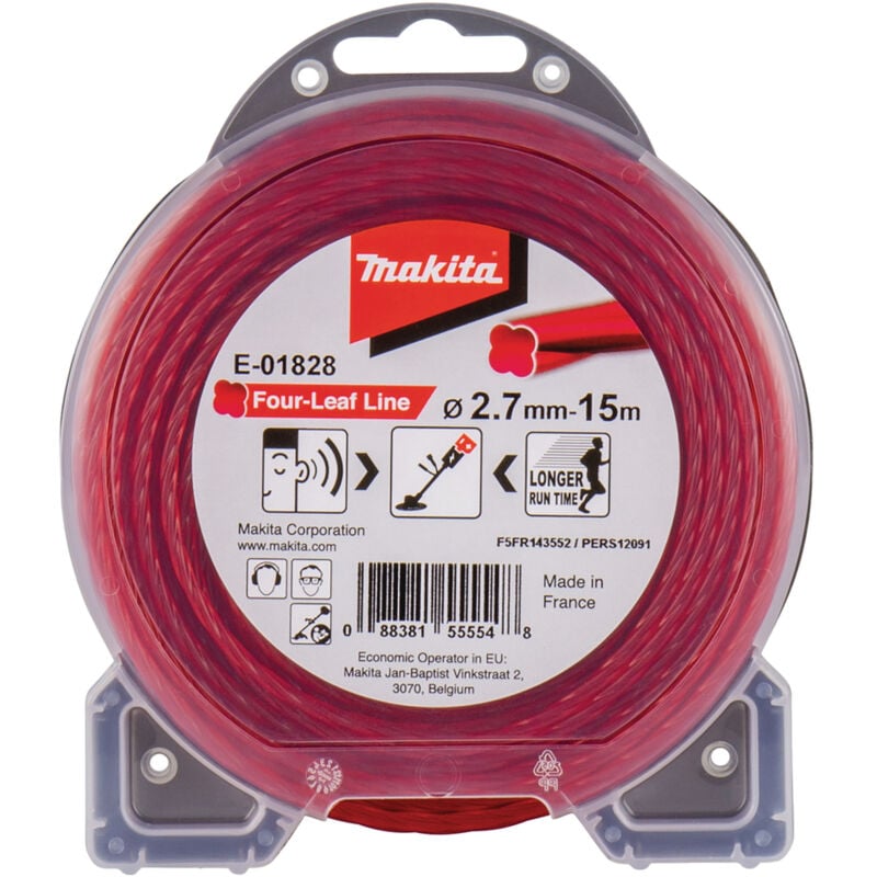 foto del prodotto makita e 01828 filo rosso quadrifoglio decespugliatore tagliabordi 2,7mm15m