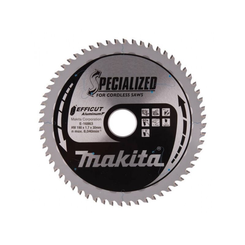 foto del prodotto makita e 16863 efficut lama tct per seghe circolari 190x30 mm per alluminio