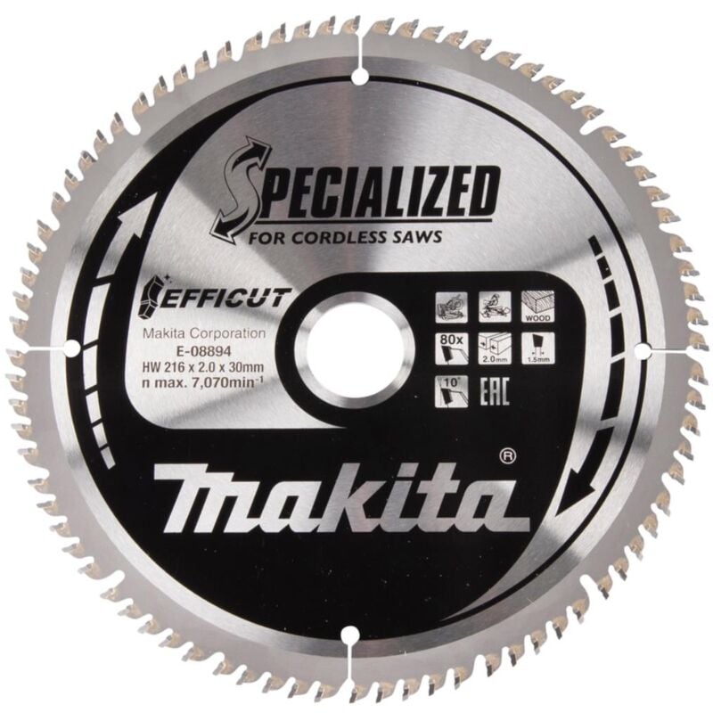 foto del prodotto makita efficut sega a gattuccio e troncatrice 216 x 30 mm 80 denti