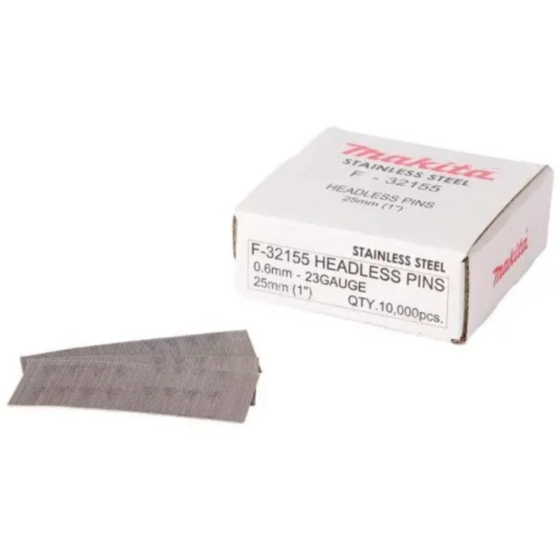 foto del prodotto makita f 32155 spilli 0,6x25 mm 23 gauge in acciaio inox 10.000 pz.