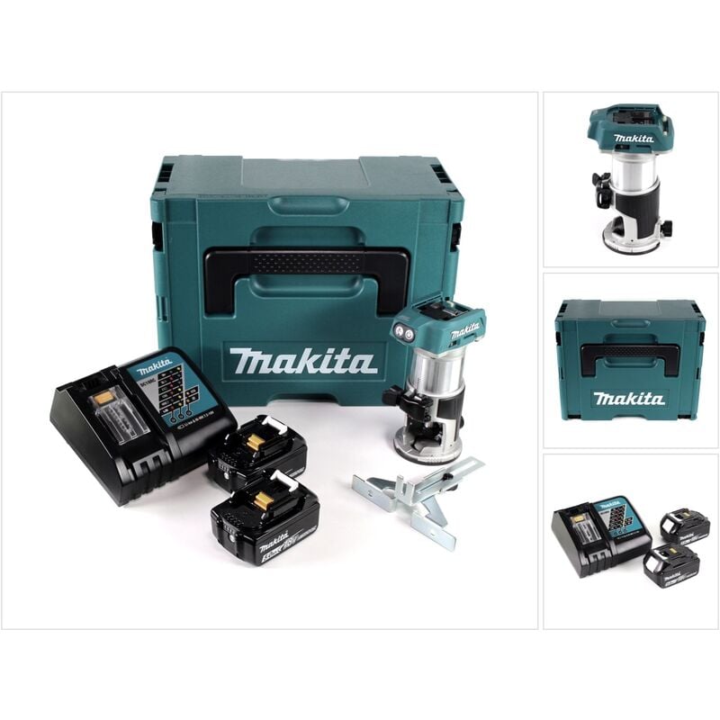 foto del prodotto makita fresatrice multifunzione a batteria senza spazzole drt 50 rtj 18v 2 batterie da 5,0 ah caricabatterie rapido in makpac 3