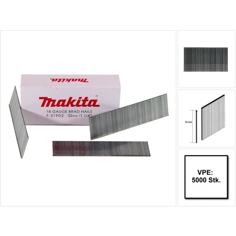foto del prodotto makita groppini 32mm zincati 5000 pz. f 31902 per chiodatrici dbn500 af505 af506