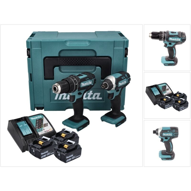 foto del prodotto makita kit combinato dlx 2131 jx1 a batteria 18 v con dhp 482 62 nm dtd 152 165 nm 3x batteria ricaricabile 3,0 ah caricabatterie makpac