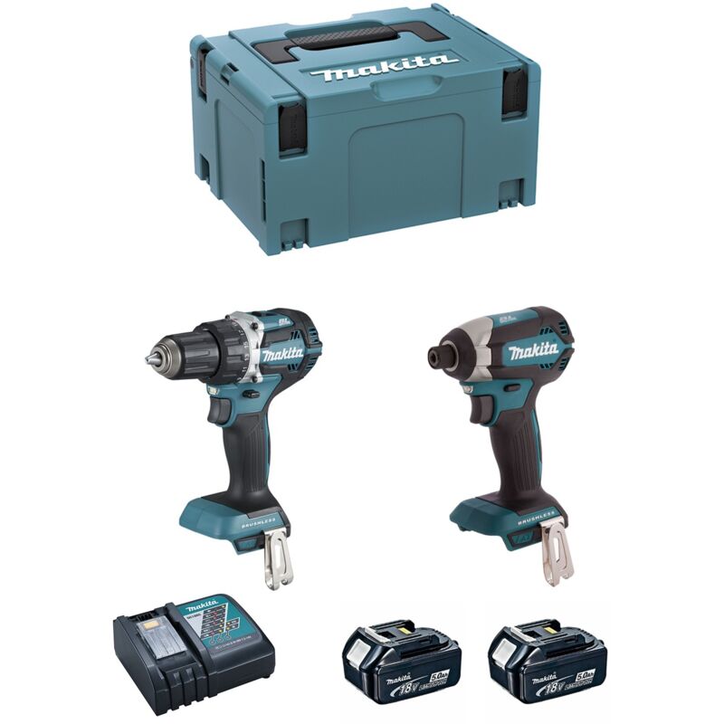 foto del prodotto makita kit dlx2189tj ddf484 dtd153 2 x 5,0 ah dc18rc makpac 3 