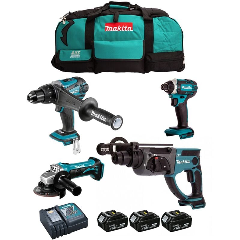 foto del prodotto makita kit dlx4054mx1 ddf458 dtd152 dhr202 dga452 3 x 4,0 ah dc18rc ltx600 