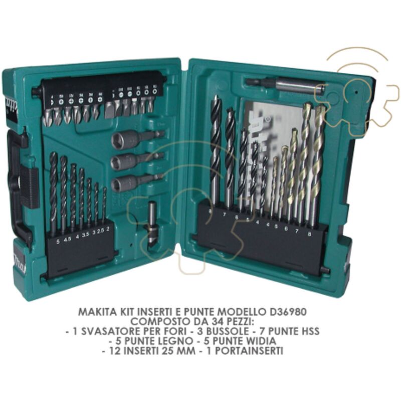 foto del prodotto makita kit inserti e punte pz 34 d36980 makita cf 1,0