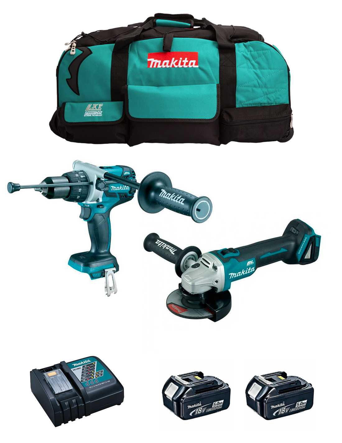foto del prodotto makita kit mk210 dhp481 dga504 2 x 5,0 ah .. 8435587916239