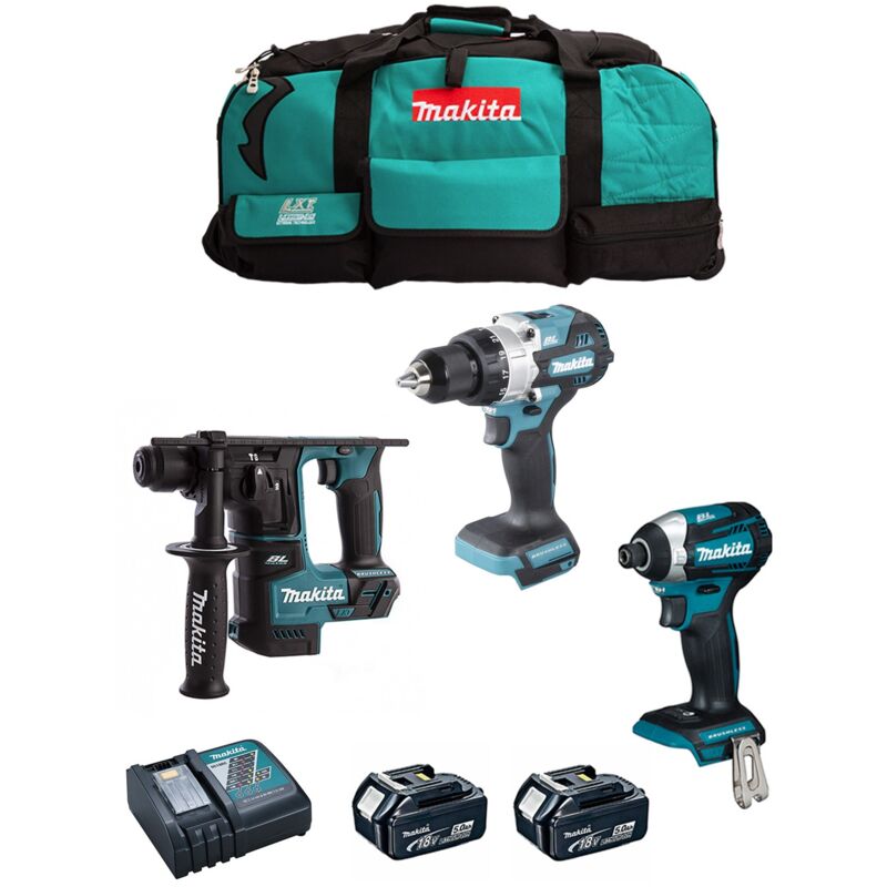 foto del prodotto makita - kit mk308 dhp486 dtd154 dhr171 2 x 5,0 ah dc18rc lxt600