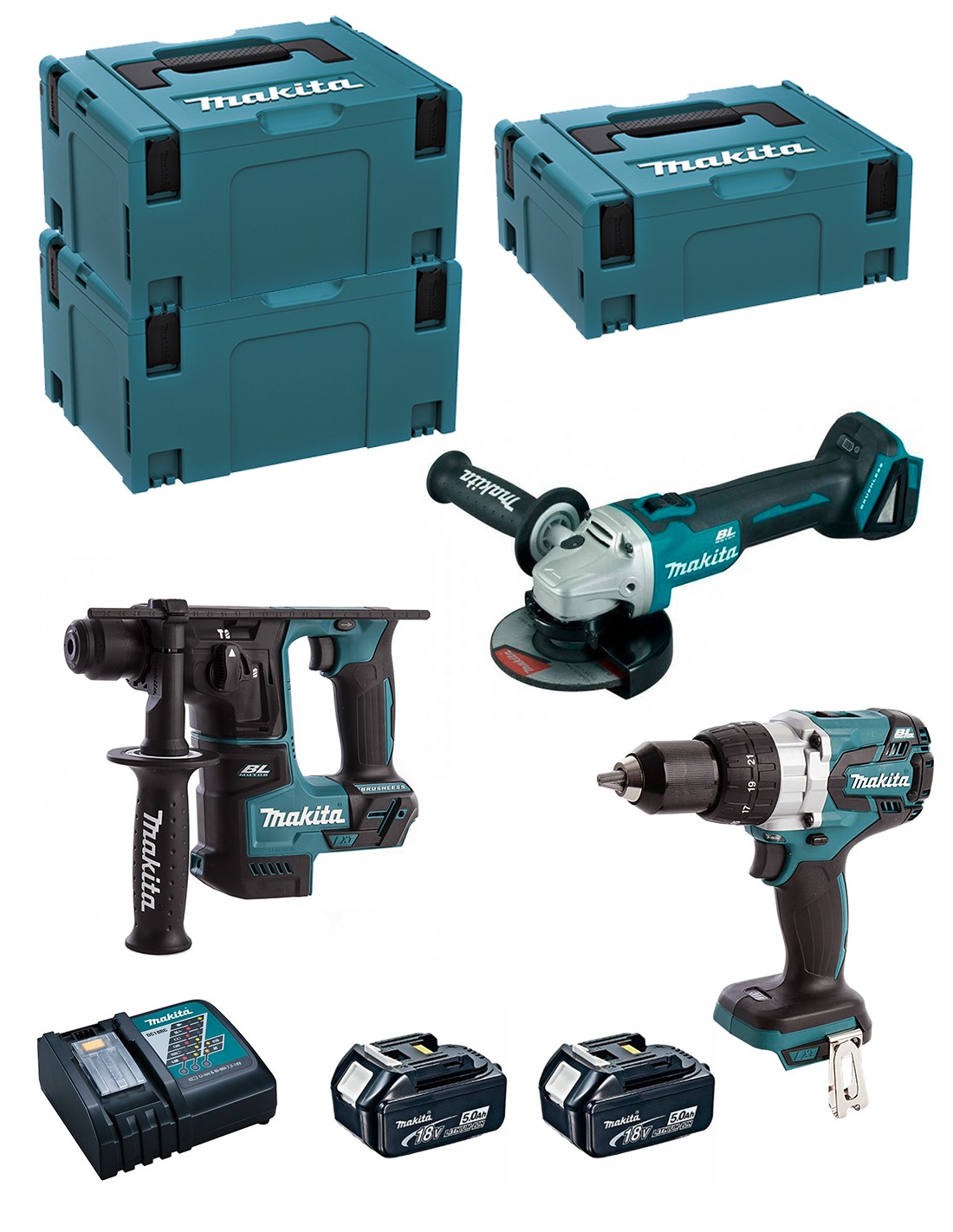 foto del prodotto makita kit mk310rtj dhr171 dhp481 dga504 2.. 8435587921219