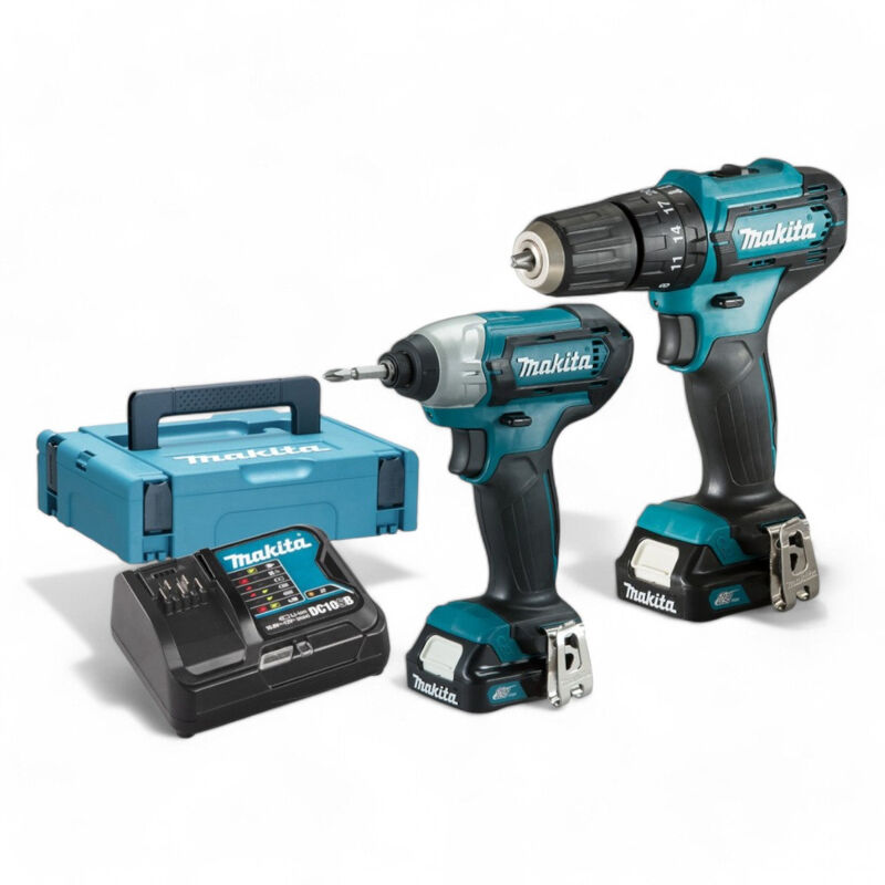 foto del prodotto makita kit trapano avvitatore 12v litio doppio velocit coppia alta batteria 2ah con mandrino autoserrante e funzione battente